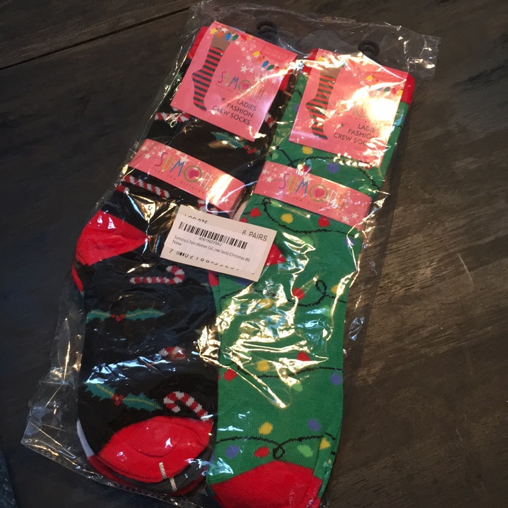6 pack Ladies Christmas Crew Socks